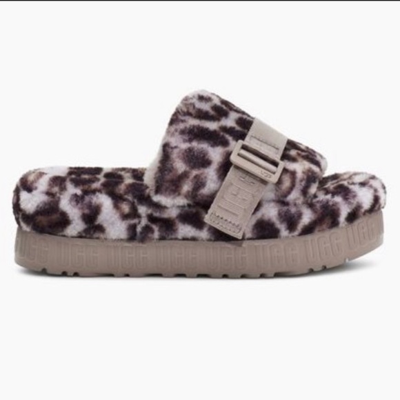 NEW UGG Women’s Fluffita Panther Print Slipper Slides Smokey Gray 6,7,8,9,10 - Picture 4 of 16